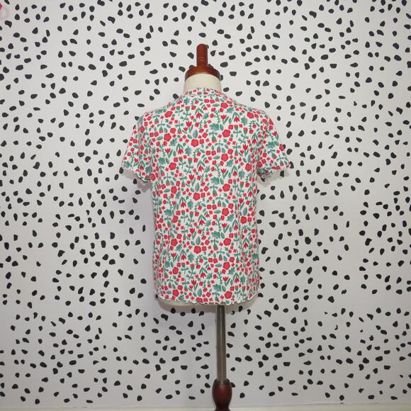 Cat & Jack Floral Print Lettuce Hem Girls Mock Neck Shirt - Picture 3 of 6